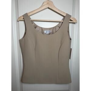 Tahari Beige/Tan Sleeveless Scoop Neck Shell Tank Top Size 4 Quiet Luxury